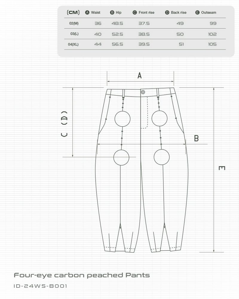 Four-eye carbon peached Pants