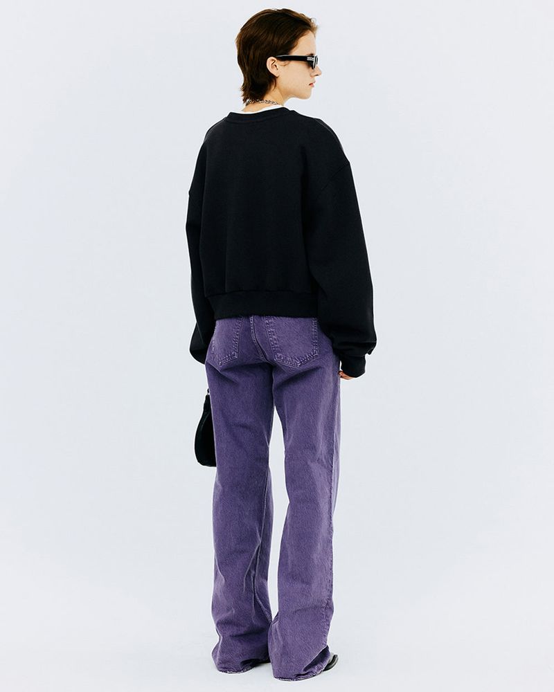 SPRAY ARCH LOGO CROP SWEATSHIRT-CHARCOAL