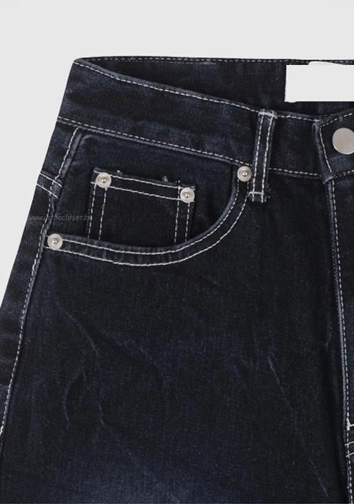 Edge Backprint Wide Denim Pants