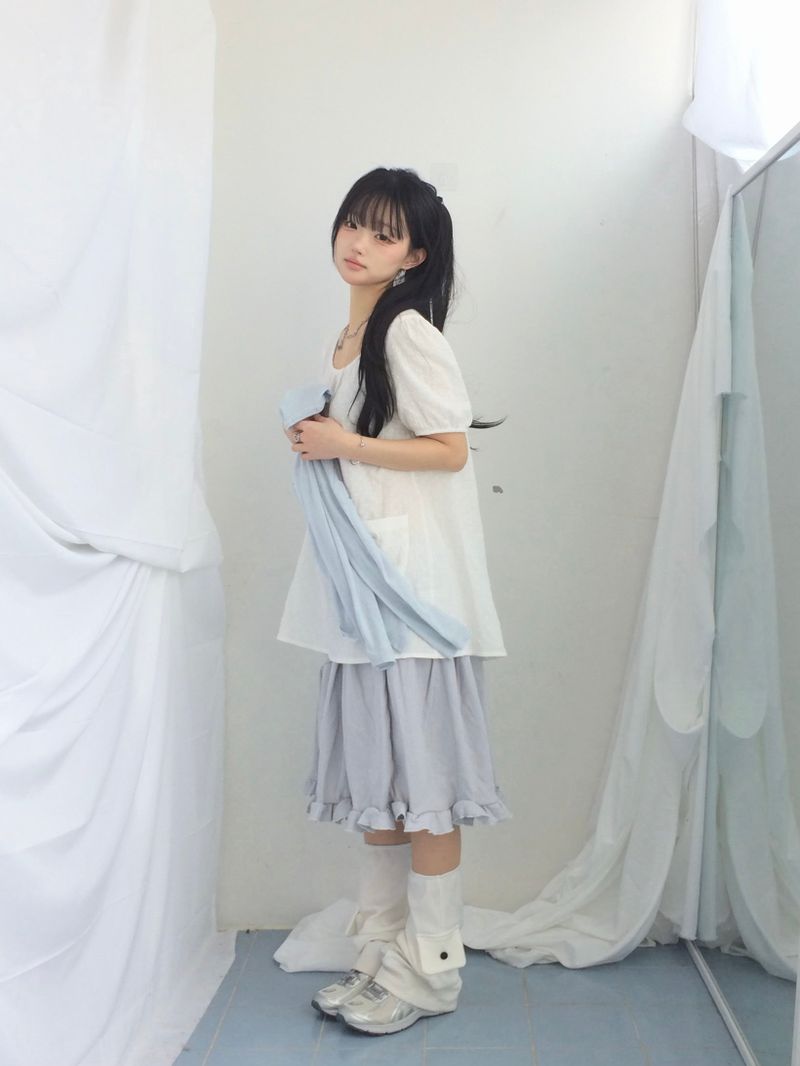 Flare cotton incision skirt