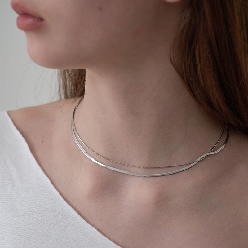 Silver 925 Flat Snake Chain Necklace