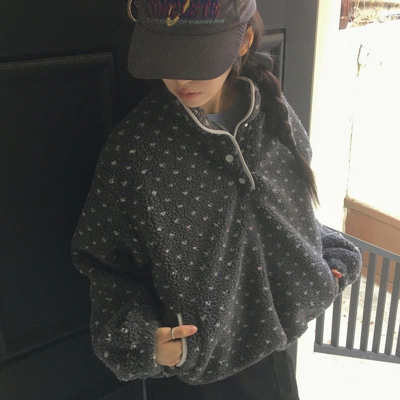 Tana dot half snap button fleece