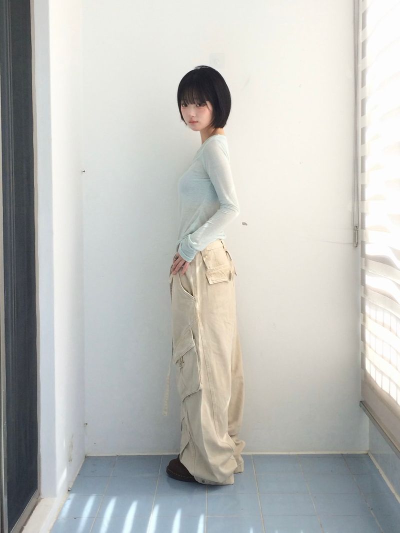 Pocket cargo strap pants
