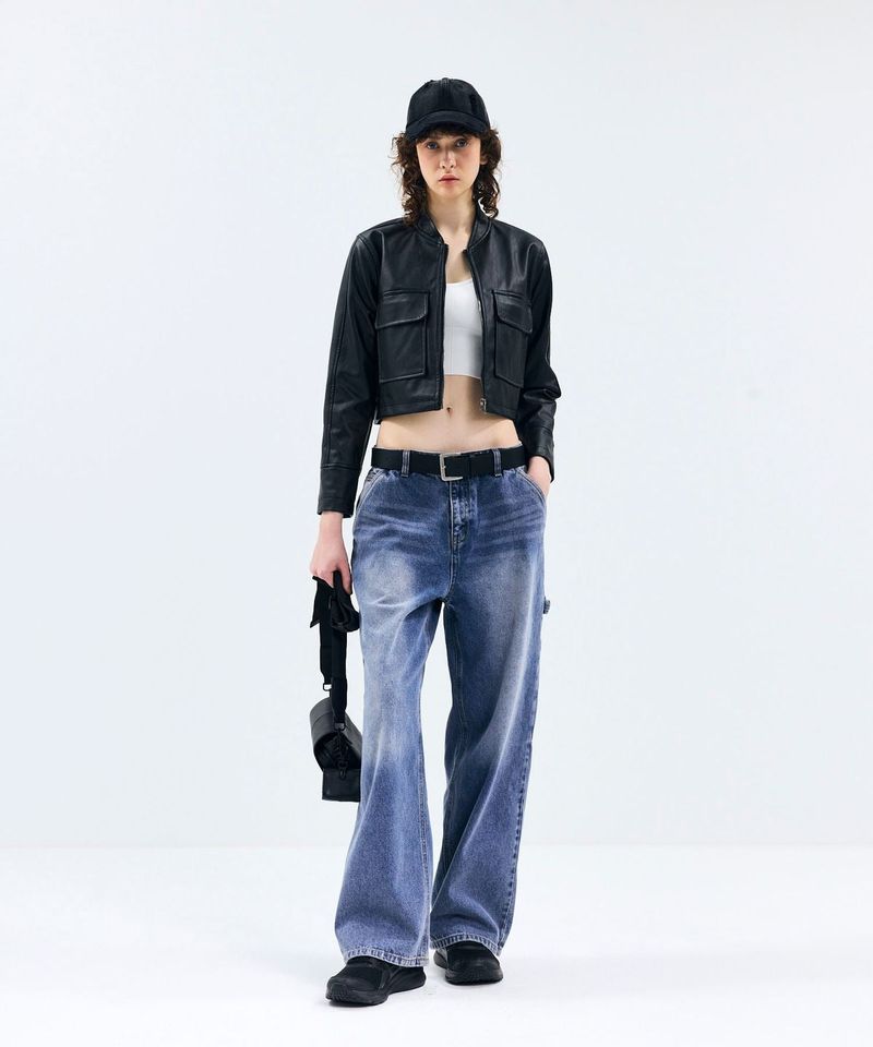 vivabrown（ビバブラウン）の「85-VIVAJ006 [Vegan Leather] Crop Heavy Pocket Leather Jacket（Jackets/Outerwear）」