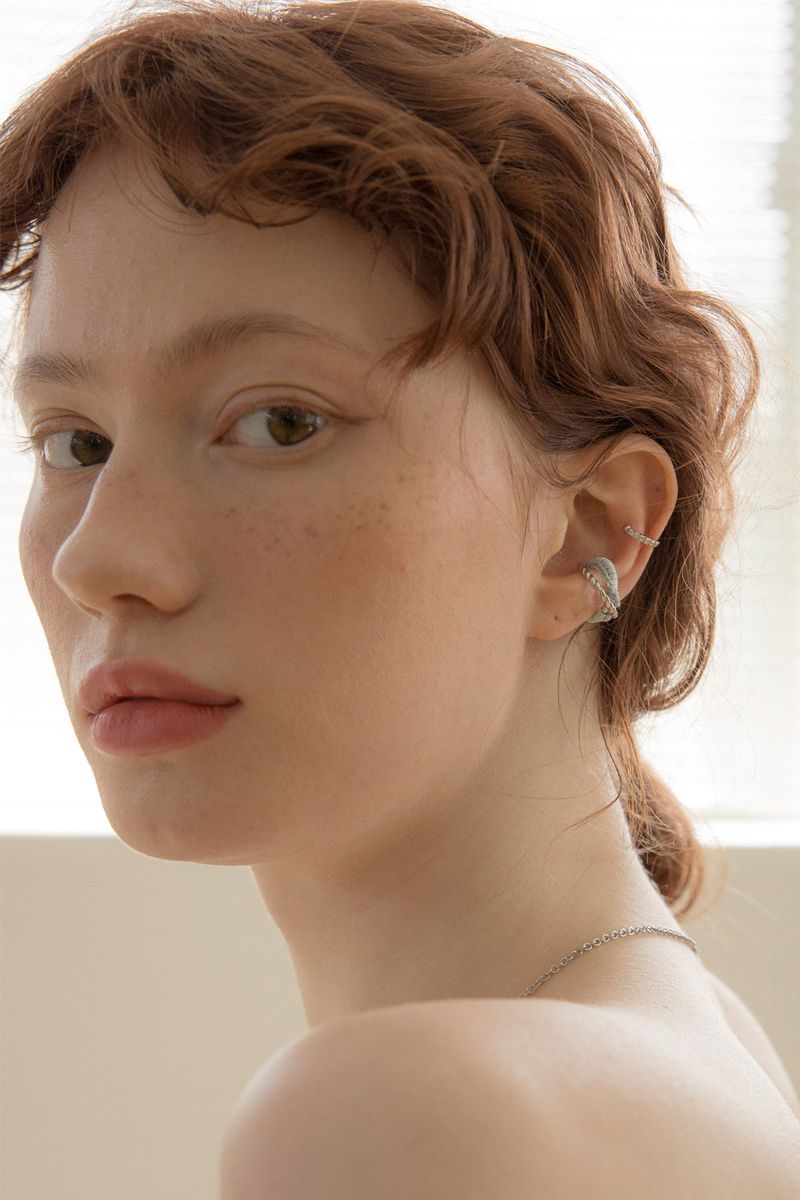 [2set] Knitted cross 'silver' earcuff (4colors)