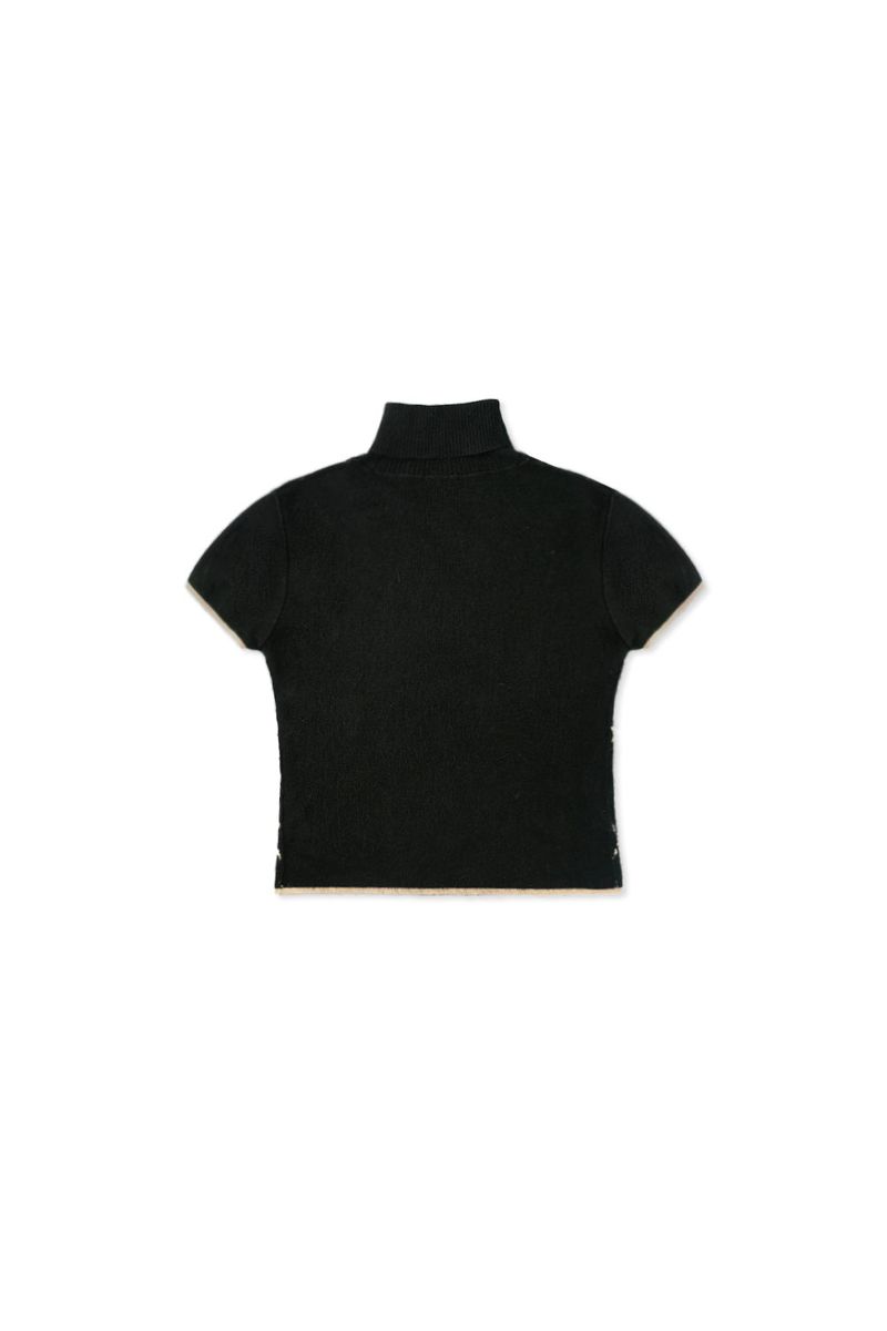 Argyle turtleneck half knit_black