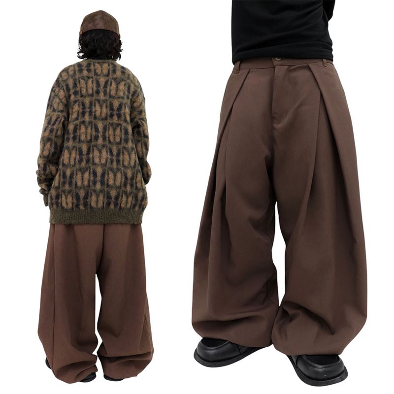 wide double pintuck string slacks