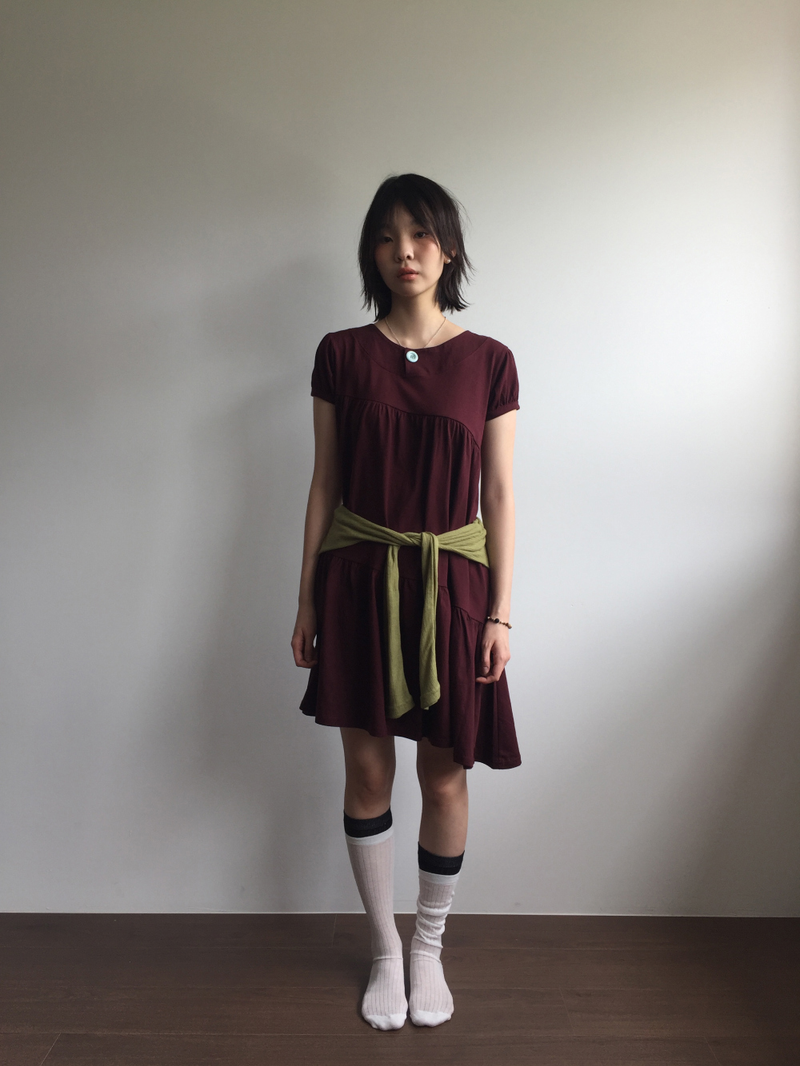 クロス ボタン ドレス (2color) 