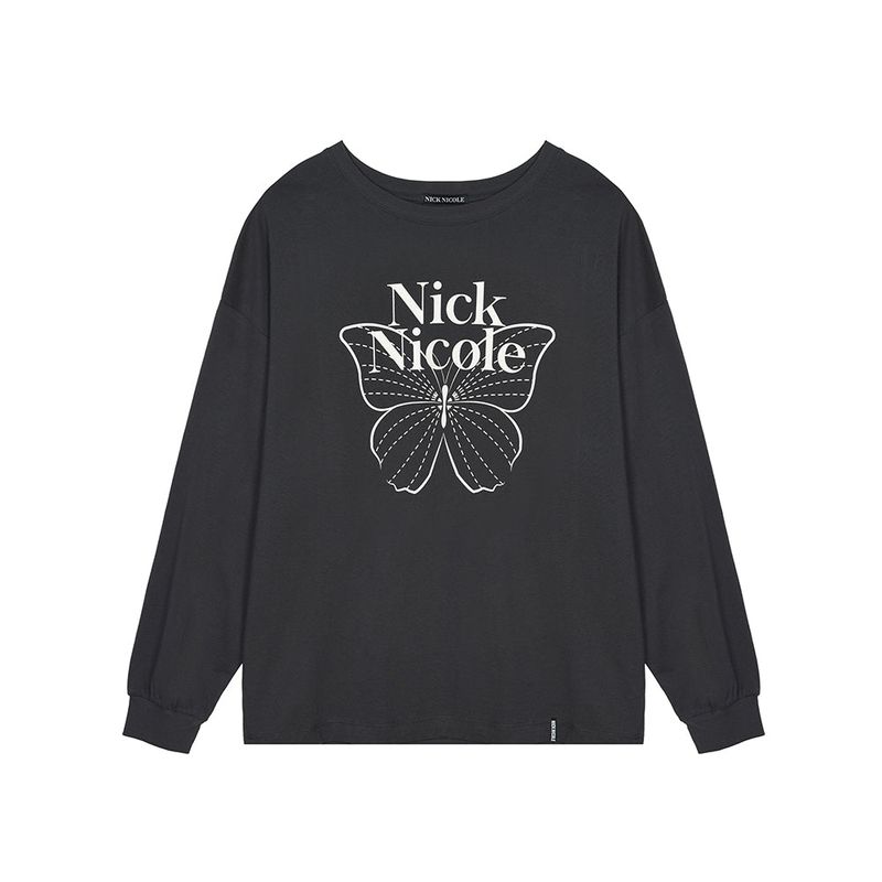 NICK&NICOLE(ニック&ニコール)の「BUTTERFLY SIGNATURE LS TOP_CHARCOAL CREAM(Tops)」