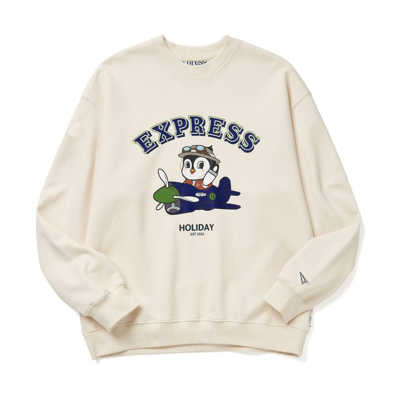 Express Holiday（エクスプレスホリデー）の「Express Holiday Airplane Penguin Sweatshirt_Ivory（Tops）」