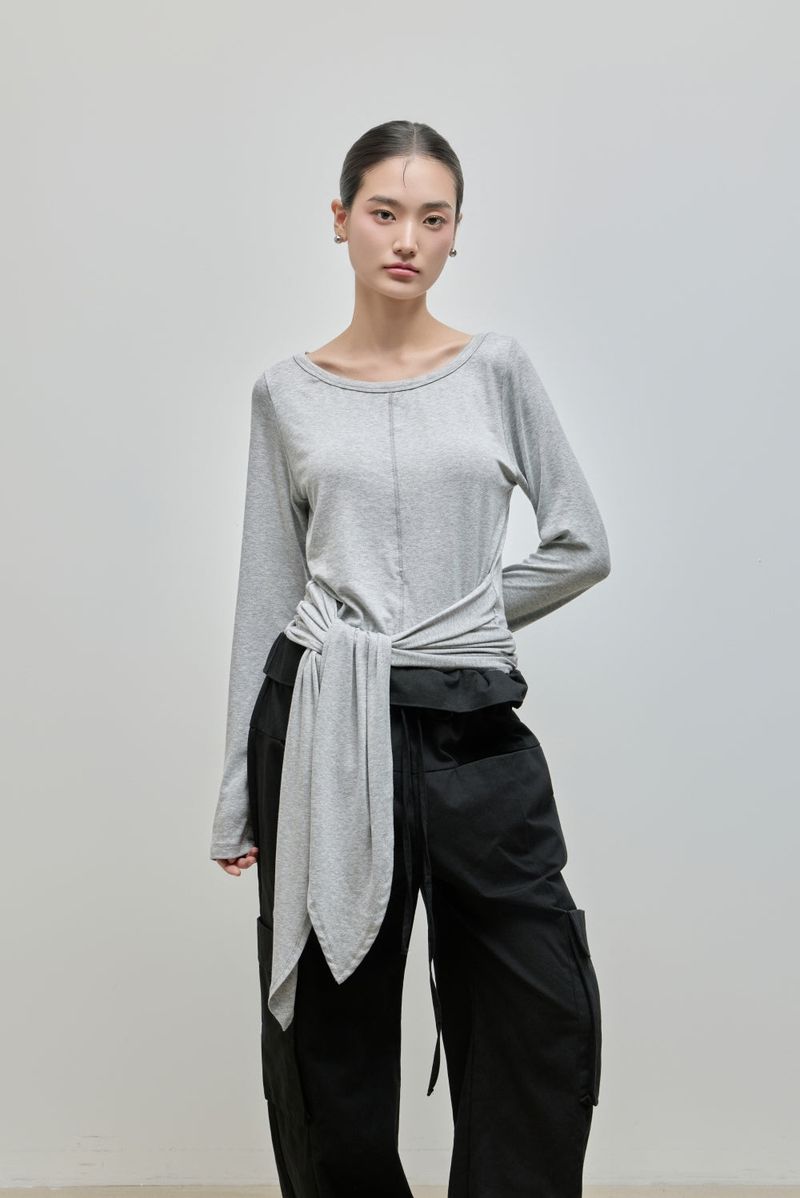 Wrapping Shirring Tee_Ivory