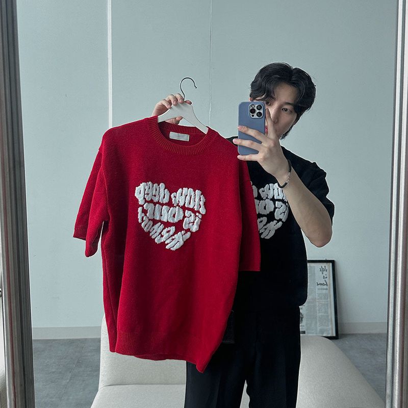 ASCLO（エジュクロ）の「ASCLO Heart Intarsia Short Sleeve Knit (4color)（Tops）」