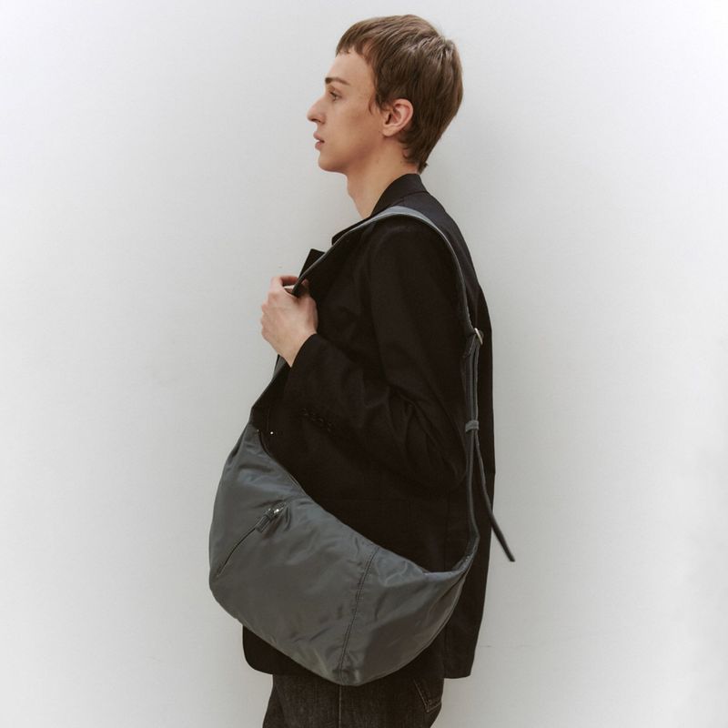 City Half Moon Messenger Bag_Khaki grey