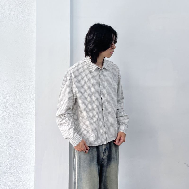 Urban Functional Cropped Plaid Shirt