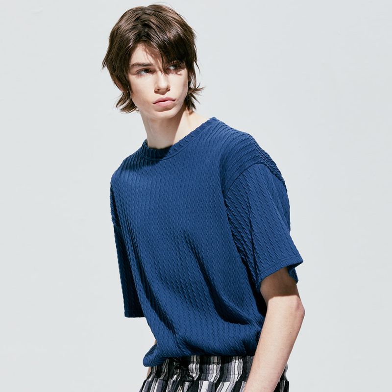jacquard knit t-shirt blue