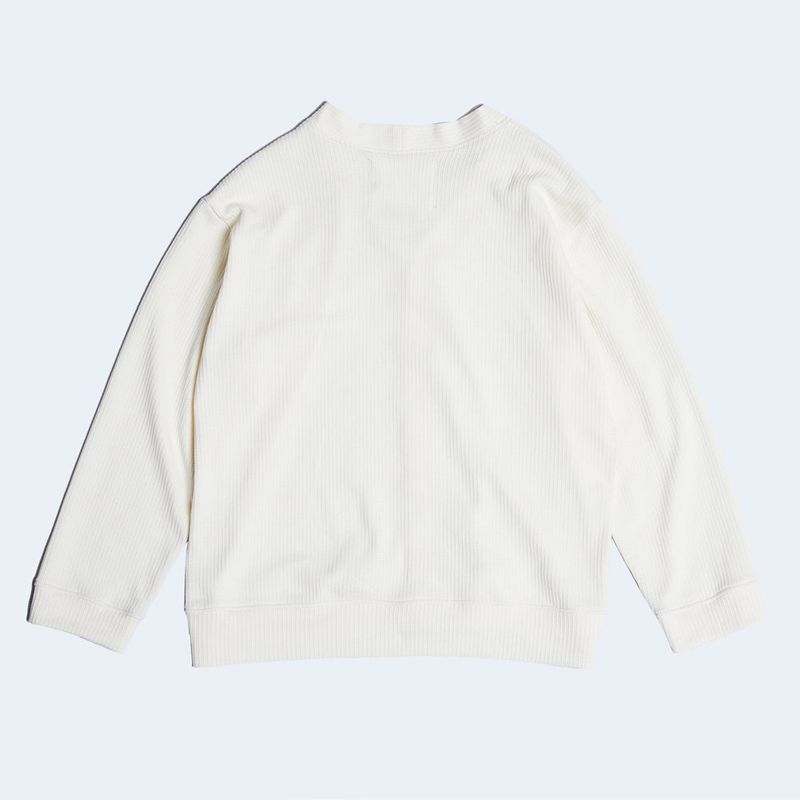 DAMP V-NECK WAFFLE CARDIGAN_IVORY
