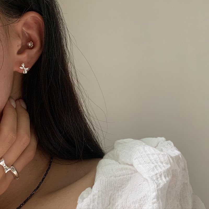 (silver925) ラブリーリボンピアス type2 *silver