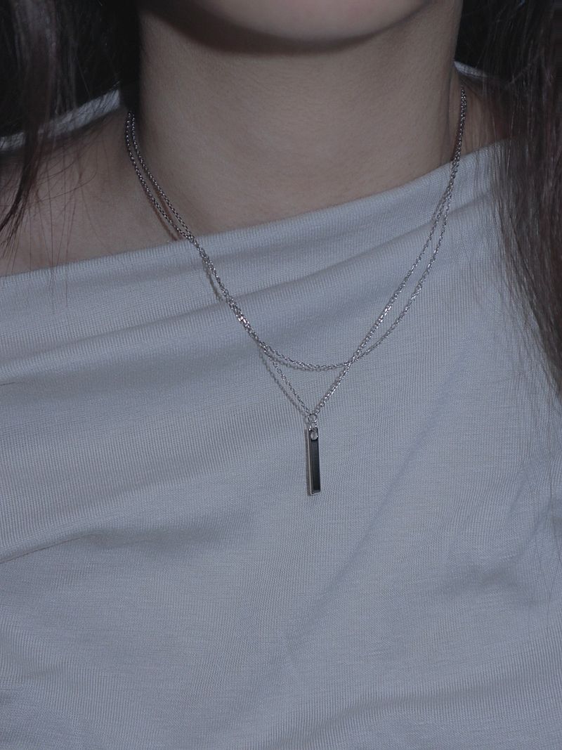 new simple bar layered necklace