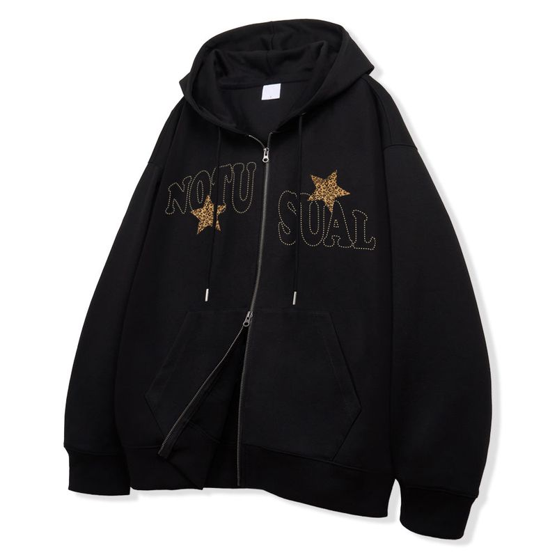 Leopard Star 2way Zip-Up Hoodie - 2COLOR
