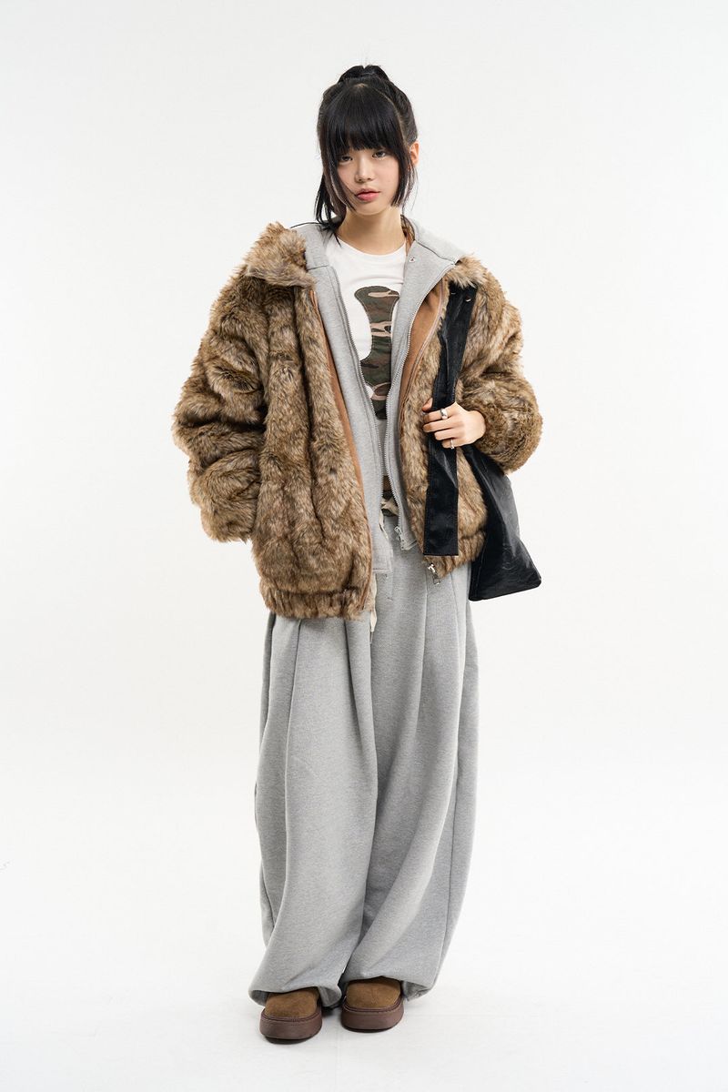 Luna detachable hood loose fur jacket