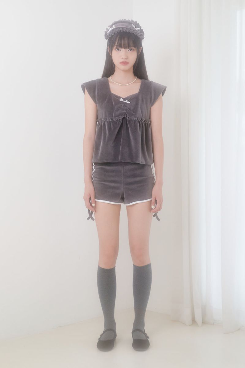 VELVET PAJAMA BOTTOM (CHARCOAL)