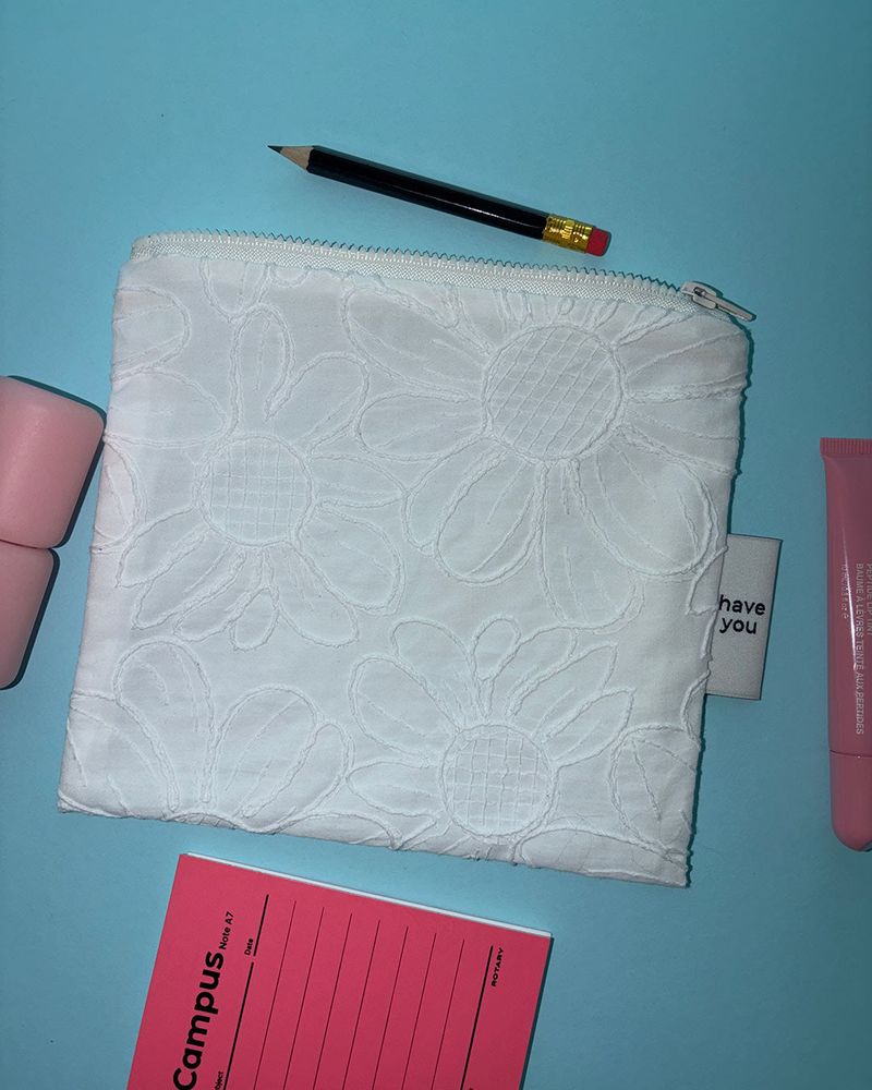 Sunflower thread square pouch - white