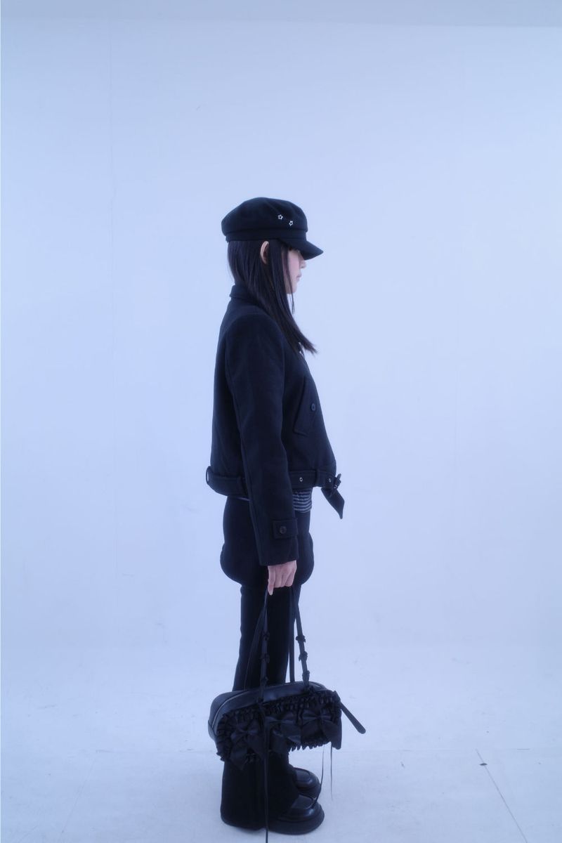 Shaki shirring ribbon sholder bag