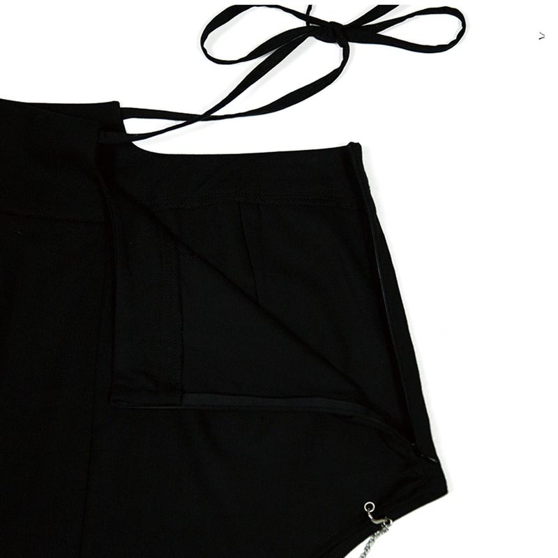 213-CHAIN&SLIT RIBBON SKIRT