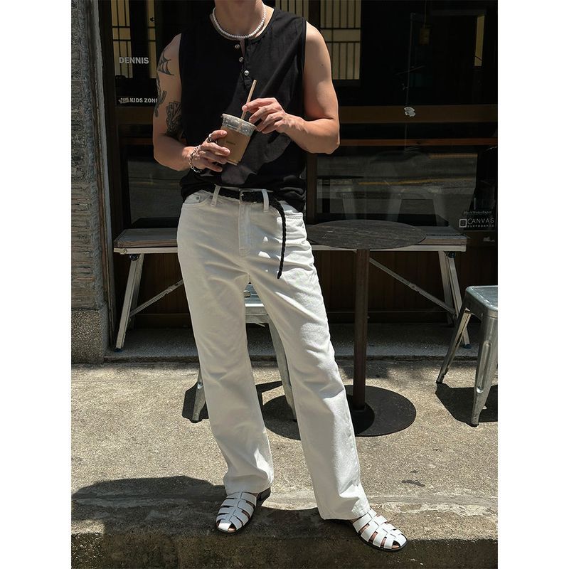 [S/S] Button henry neck sleeveless (3color)