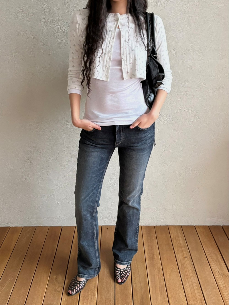 Nancy cropped cardigan [Flower]