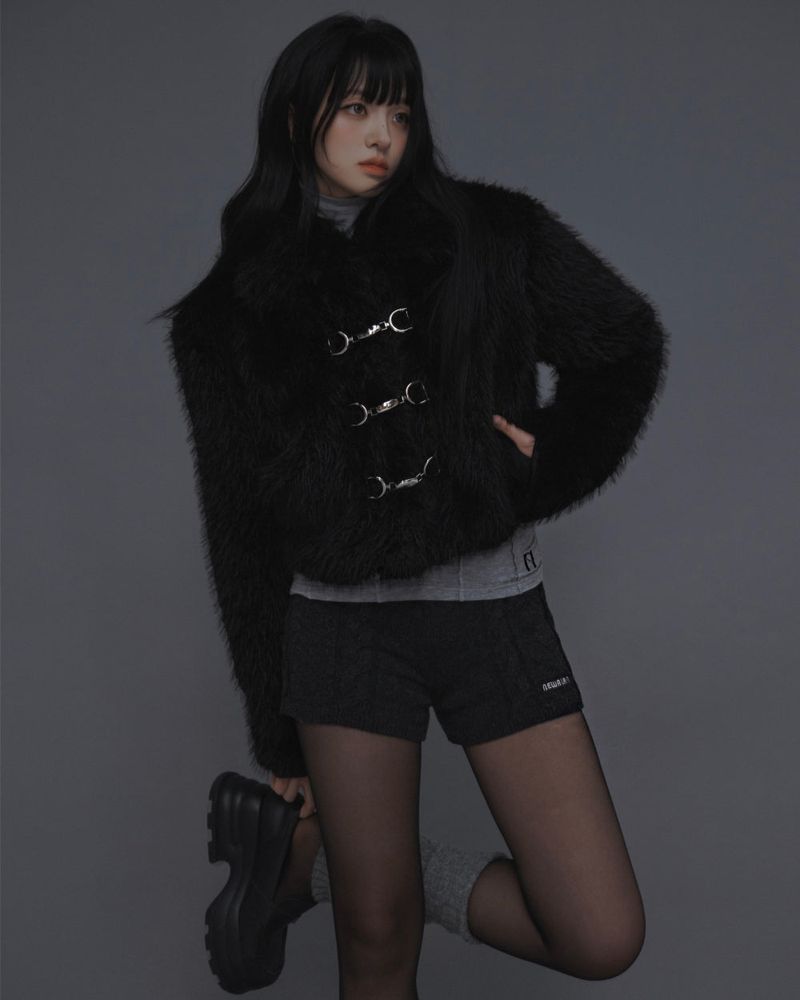 Rabbit Hook Crop Fur Jacket