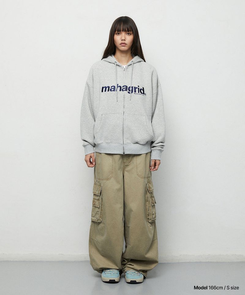 BASIC LOGO ZIP-UP HOODIE_GREY