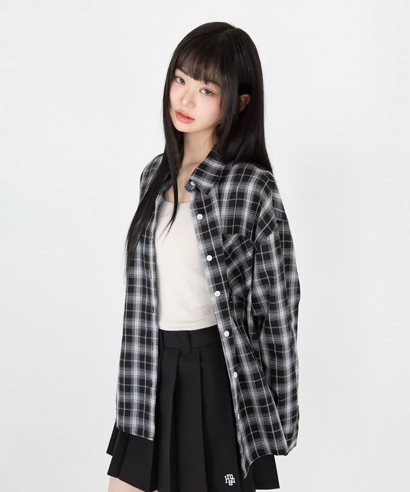 muahmuah（ムアムア）の「ルーズフィットチェックロングスリーブシャツ [3color]（トップス）」