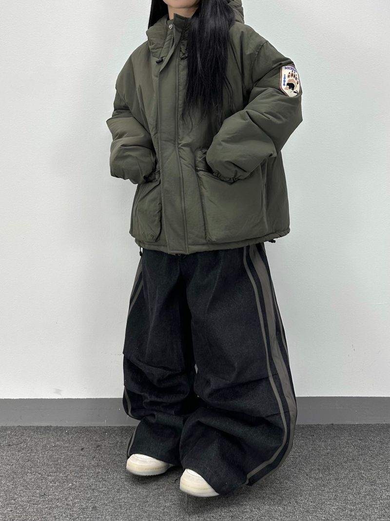 media track denim pants