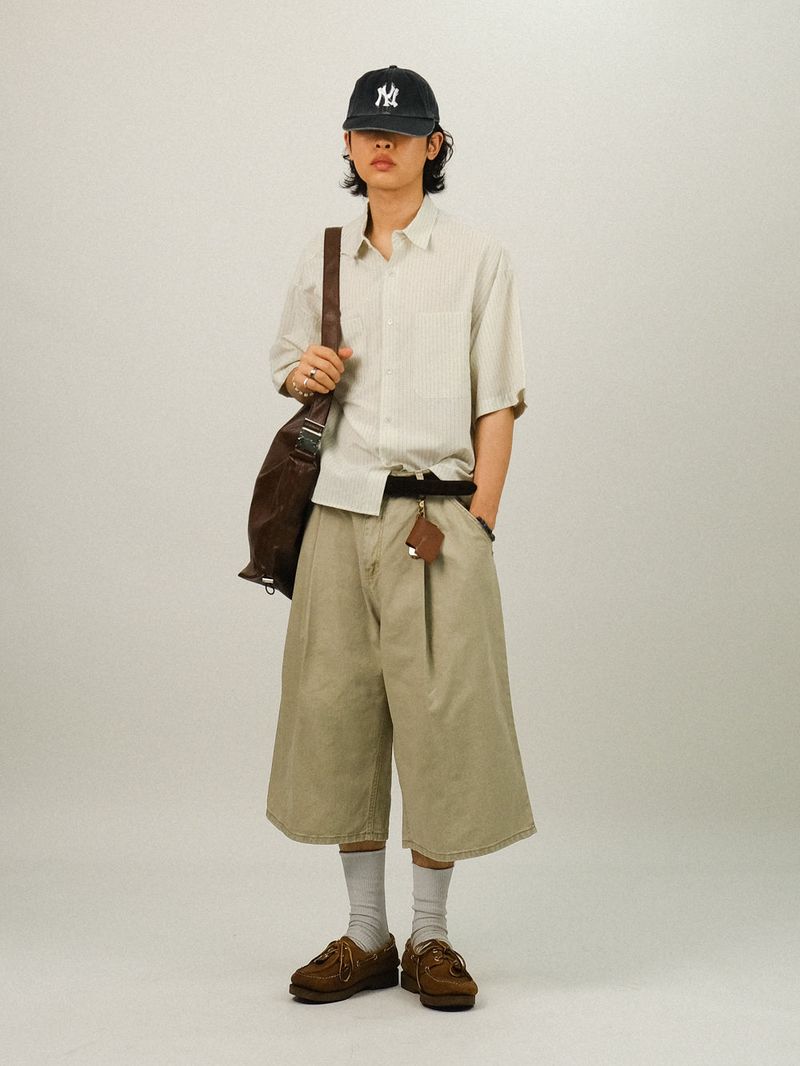 PU Stripe Crop Half Shirts