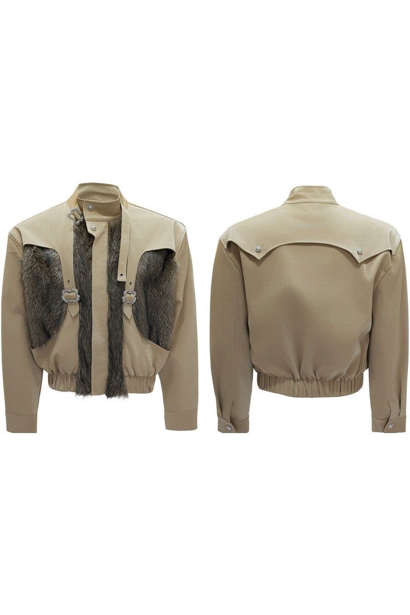 Crocodile Fleece Biker Jacket