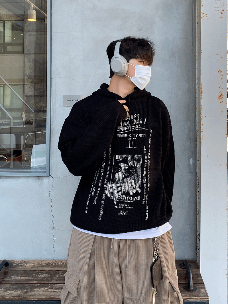 SSROOM(エスエスルーム)の「Road Graffiti Warmer Hooded Knitwear (3color)(Tops)」