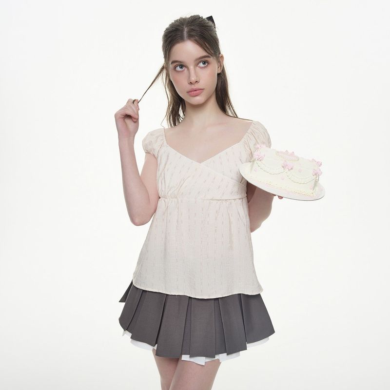 Whisfairy（ウィスフェアリー）の「Angel Wrap Blouse - CREAM ROSE（Tops）」