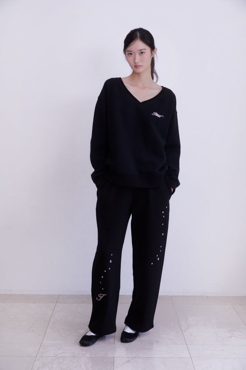star embroidered two-way sweatpants (BLACK)