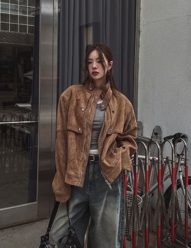 Ati two way stitch suede jacket