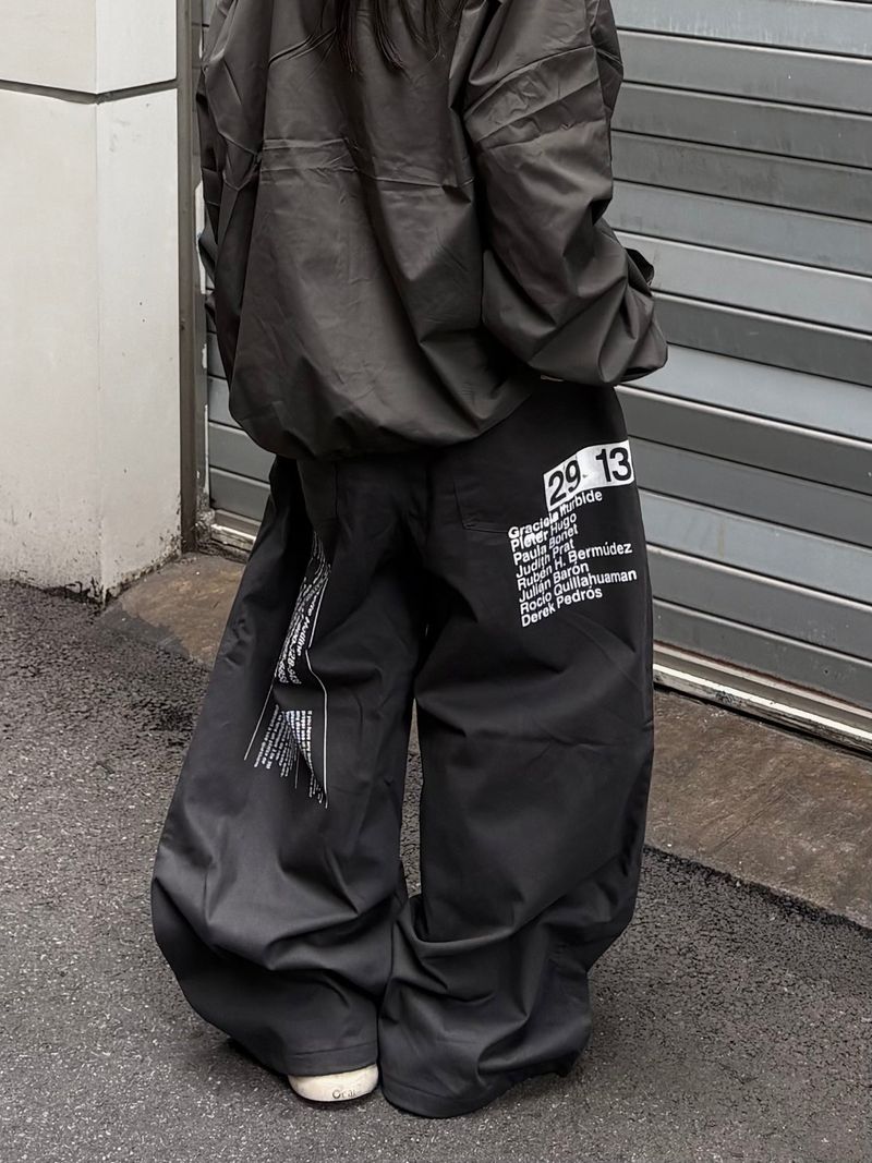 back code cotton wide pants