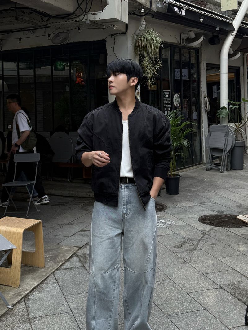 Dying washing cut varsity jacket