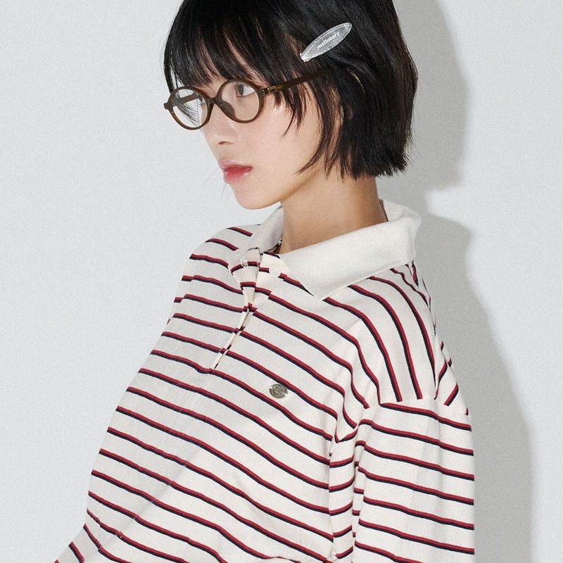 STRIPE COLLAR T-SHIRT (Ivory)