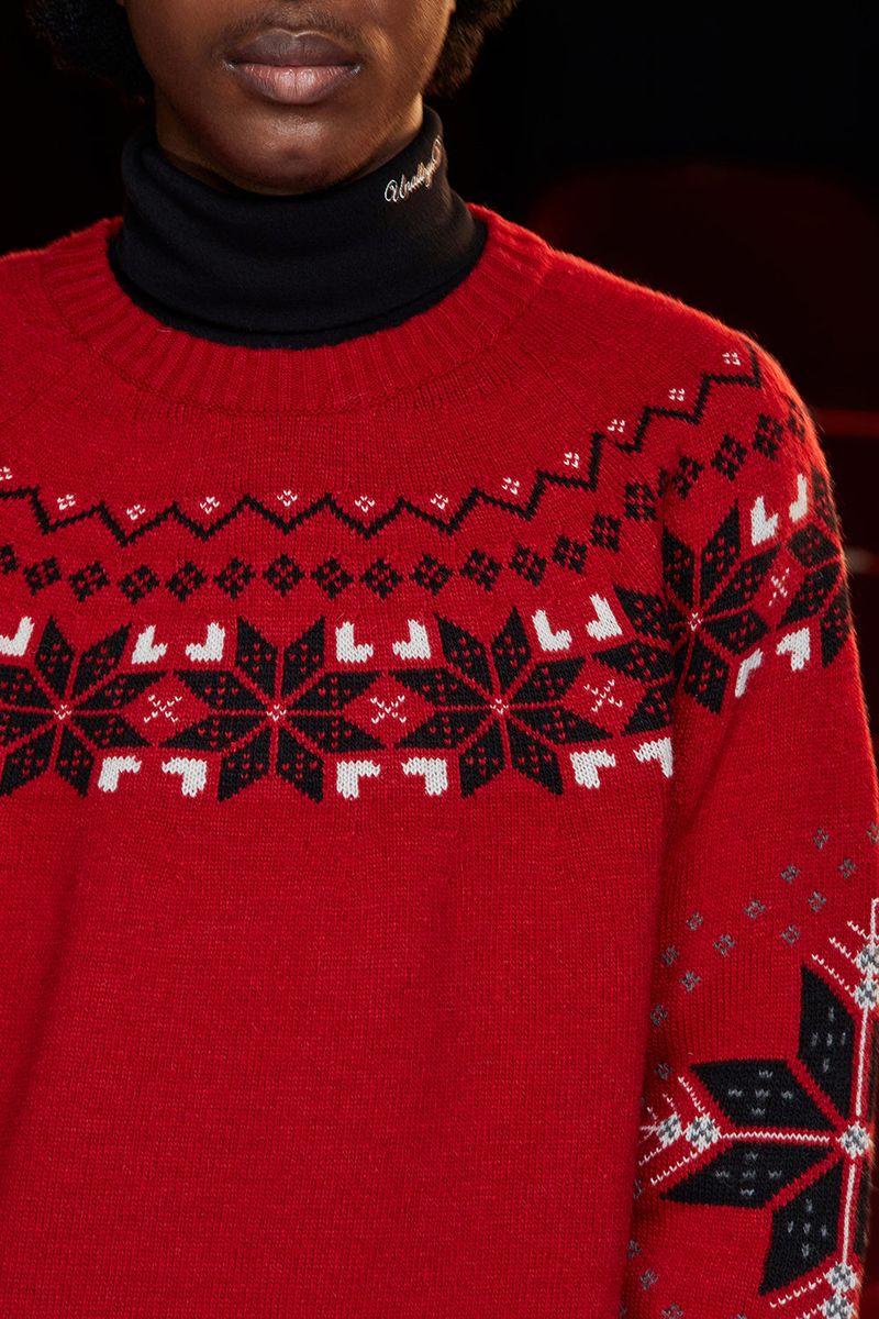 ARGYLE NORDIC KNIT / RED