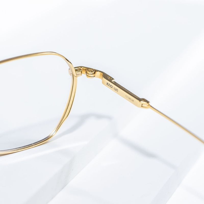 Knouun Square titanium glasses CODE. 102. A Yellow Glod