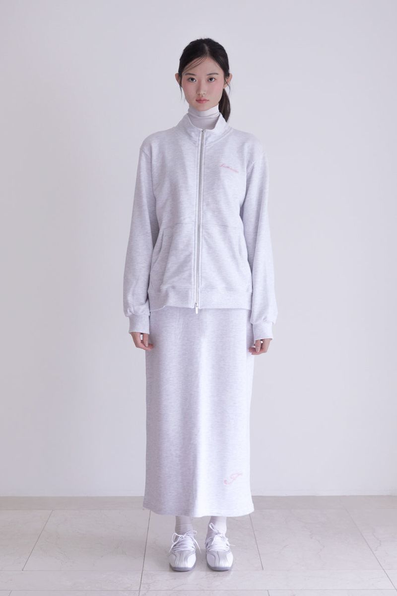 Lettering half neck two-way zip-up (W-MELANGE)