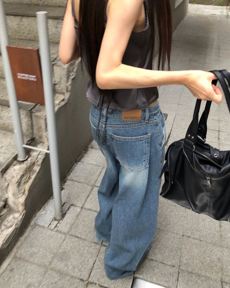 [ORIGINAL] Melted Pintuck Denim Wide Pants