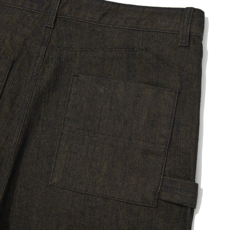 Indian double knee denim pants / Yellow black