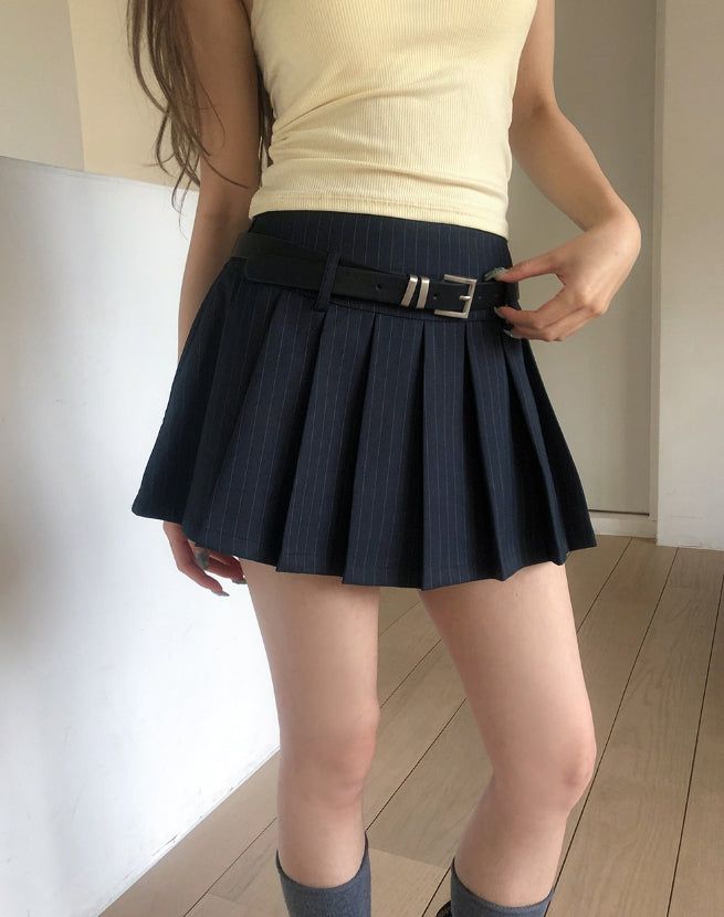 Noki Striped Pleated Mini Skirt