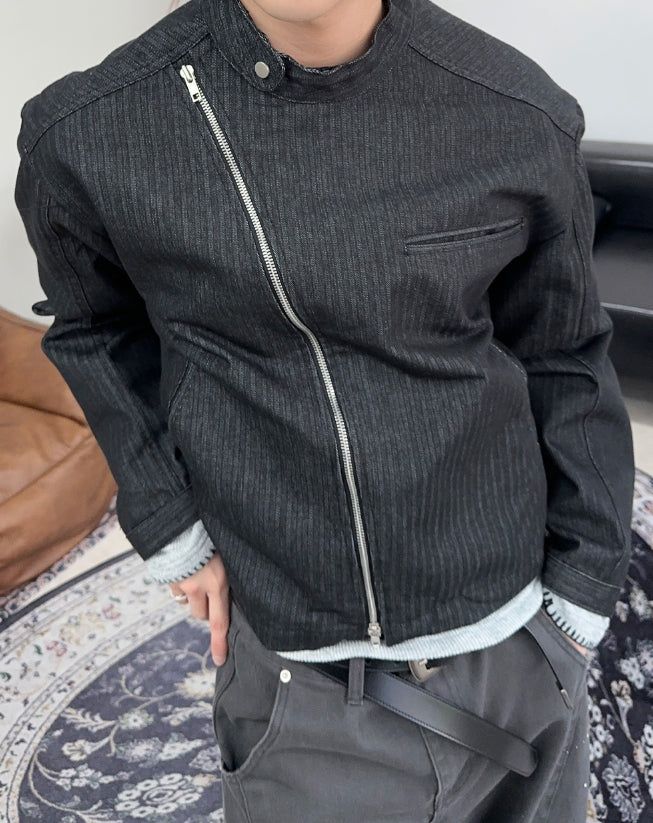 Karen Diagonal Herringbone Crop Jacket